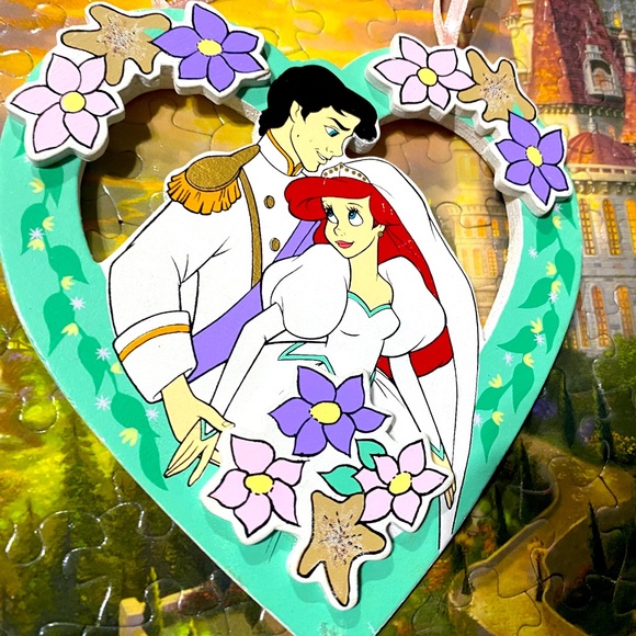 DISNEY’S THE LITTLE MERMAID VTG 90s KURT ADLER HANDCRAFTED WOODEN XMAS ORNAMENT - Picture 2 of 8